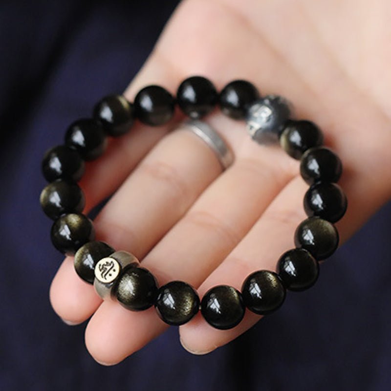 Buddha Stones Chinese Zodiac Natal Buddha Obsidian Purification Bracelet - Image 6