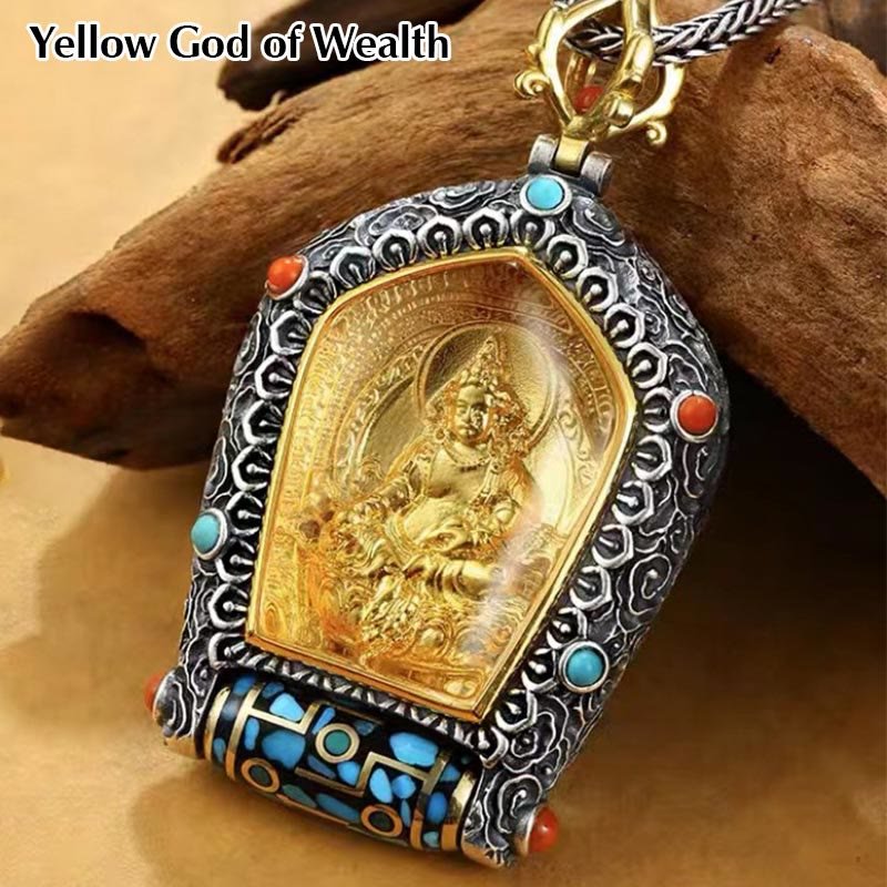 Buddha Stones Tibet Chinese Zodiac Natal Buddha Thangka Prosperity Rotatable Dzi Bead Necklace Pendant - Image 14