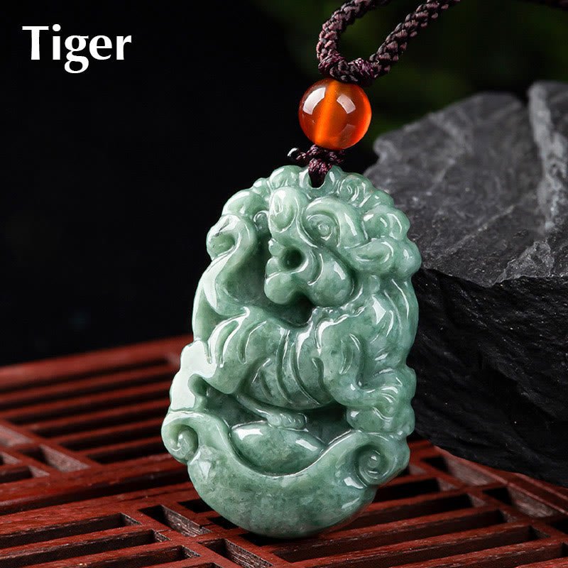 Buddha Stones Natural Jade 12 Chinese Zodiac Prosperity Necklace Pendant - Image 17