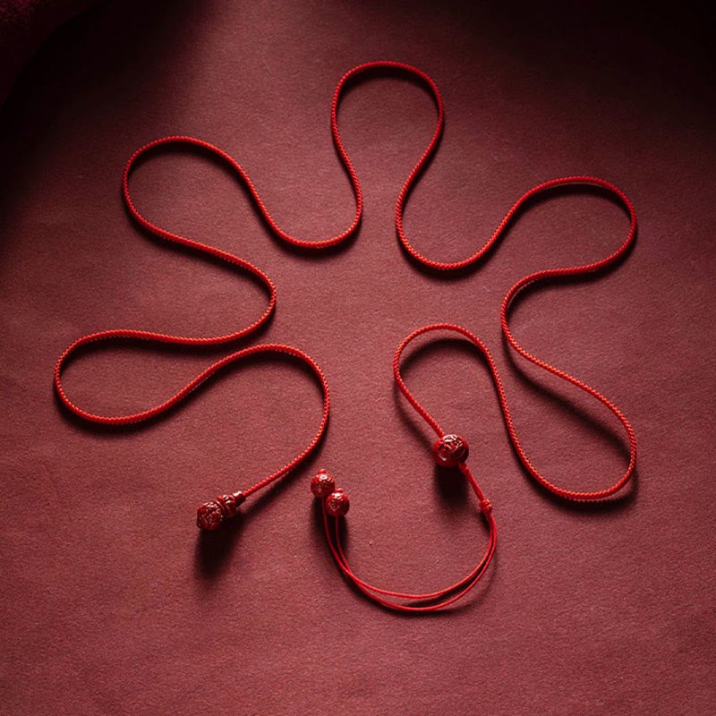 Buddha Stones Natural Cinnabar Chinese Zodiac Gourd Calm Blessing Red String Belly Chain - Image 3