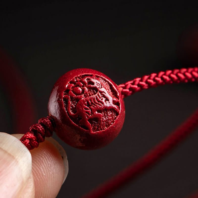 Buddha Stones Natural Cinnabar Chinese Zodiac Gourd Calm Blessing Red String Belly Chain - Image 11