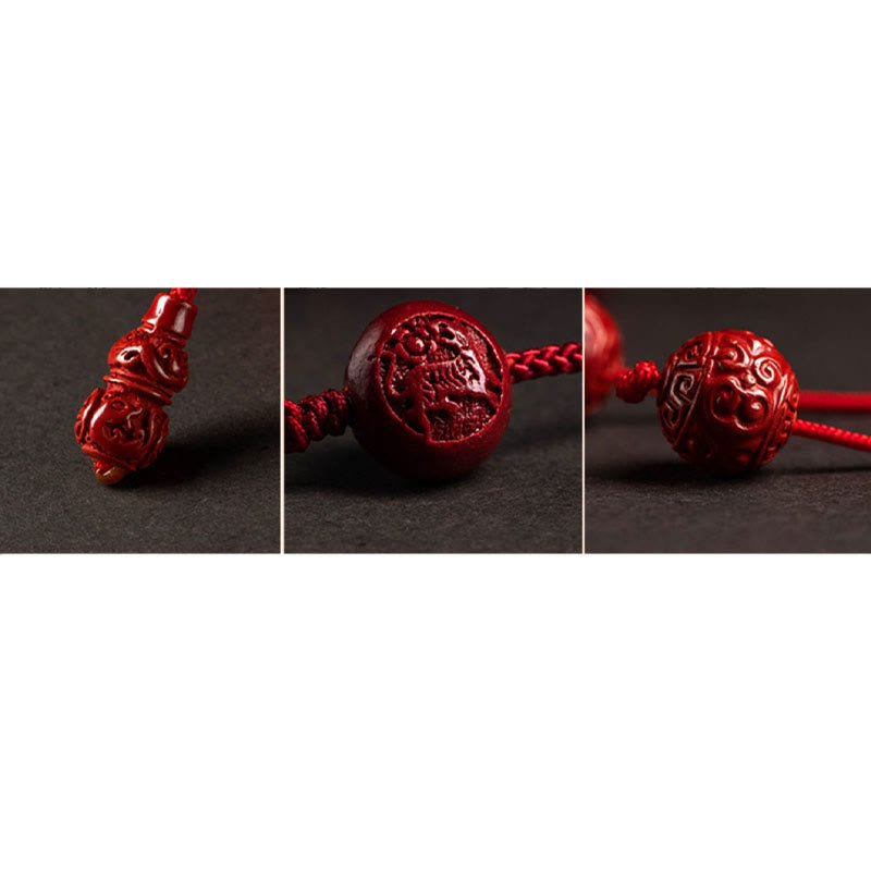 Buddha Stones Natural Cinnabar Chinese Zodiac Gourd Calm Blessing Red String Belly Chain - Image 19