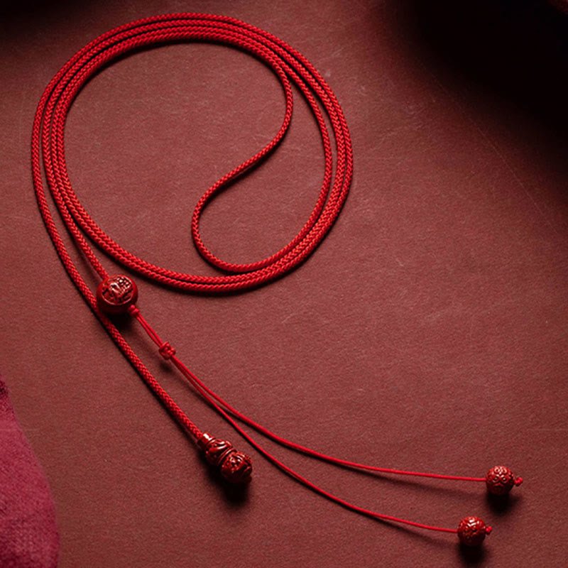 Buddha Stones Natural Cinnabar Chinese Zodiac Gourd Calm Blessing Red String Belly Chain - Image 13