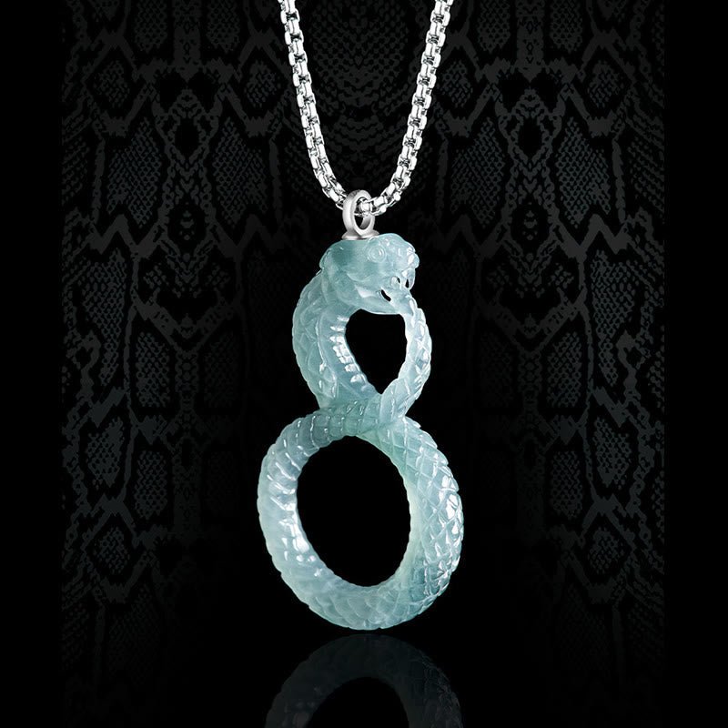 Buddha Stones 925 Sterling Silver Natural Jade Mamba Year Of The Snake Luck Necklace Pendant - Image 4
