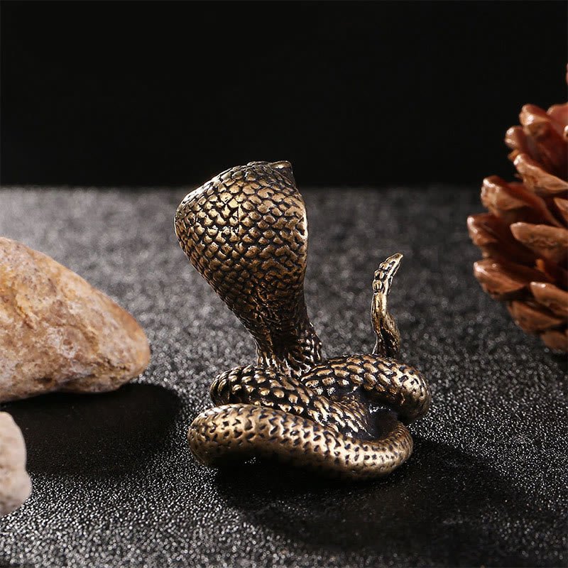 Buddha Stones Mini Small Year of the Snake Cobra Brass Copper Home Decoration - Image 3