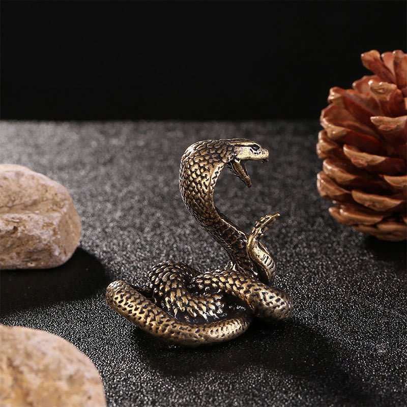 Buddha Stones Mini Small Year of the Snake Cobra Brass Copper Home Decoration - Image 4