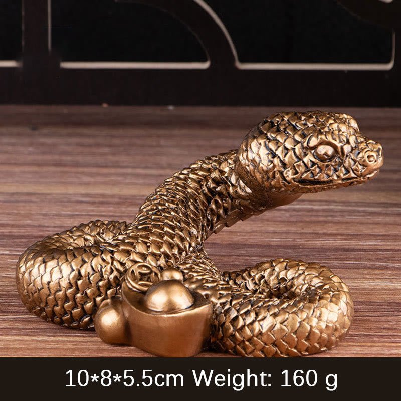 Buddha Stones Year Of The Snake Gold Ingots Copper Coins Wealth Resin Statue Home Decoration - Image 14