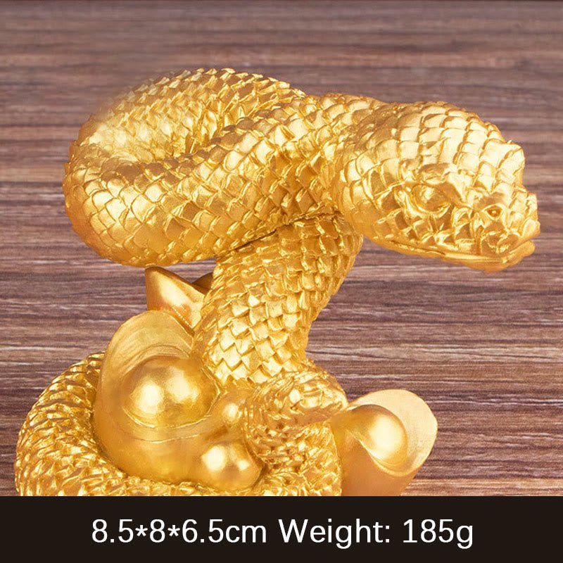 Buddha Stones Year Of The Snake Gold Ingots Copper Coins Wealth Resin Statue Home Decoration - Image 5