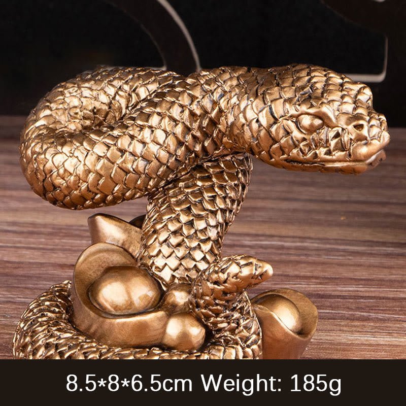 Buddha Stones Year Of The Snake Gold Ingots Copper Coins Wealth Resin Statue Home Decoration - Image 15