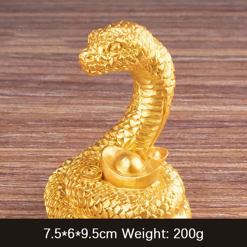 Buddha Stones Year Of The Snake Gold Ingots Copper Coins Wealth Resin Statue Home Decoration - Image 2