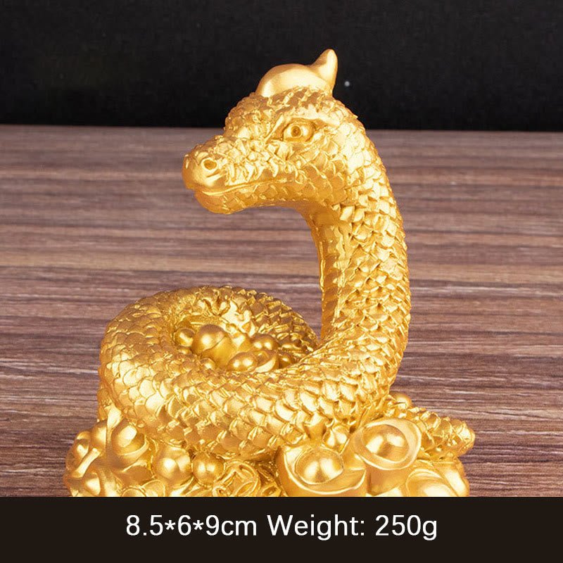 Buddha Stones Year Of The Snake Gold Ingots Copper Coins Wealth Resin Statue Home Decoration - Image 7