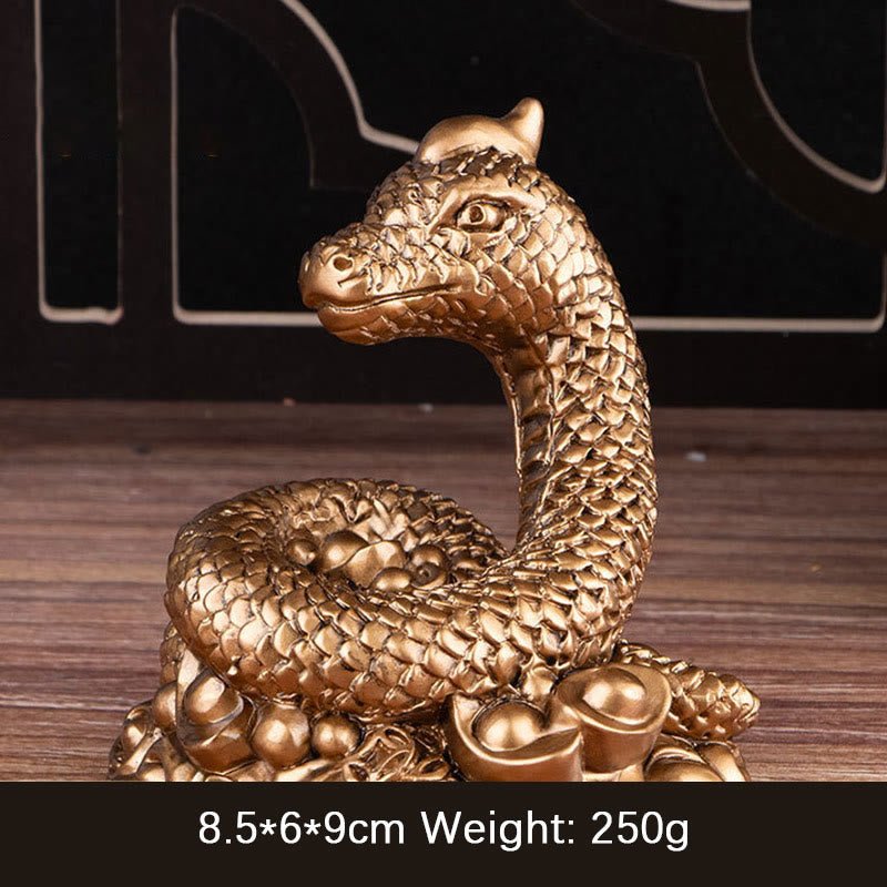 Buddha Stones Year Of The Snake Gold Ingots Copper Coins Wealth Resin Statue Home Decoration - Image 16