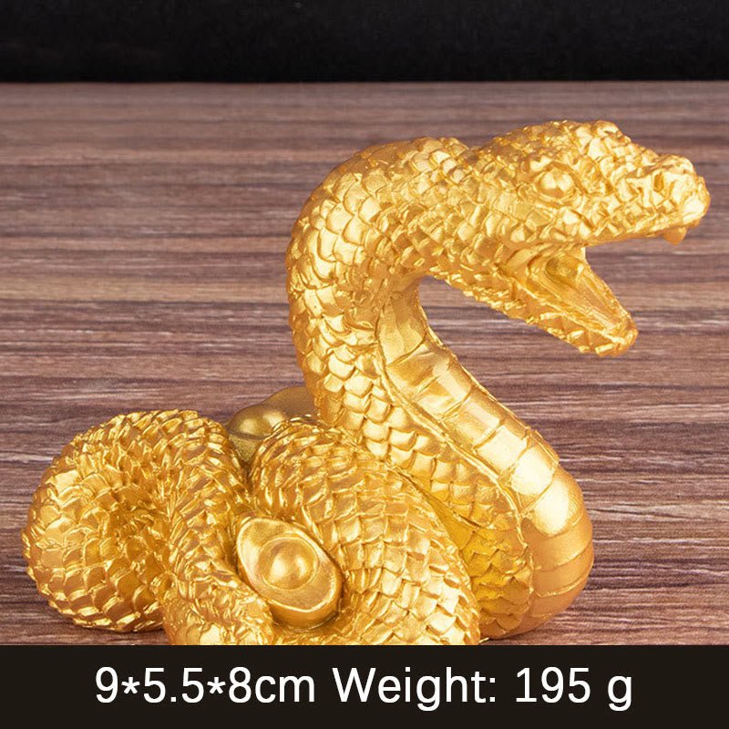 Buddha Stones Year Of The Snake Gold Ingots Copper Coins Wealth Resin Statue Home Decoration - Image 11