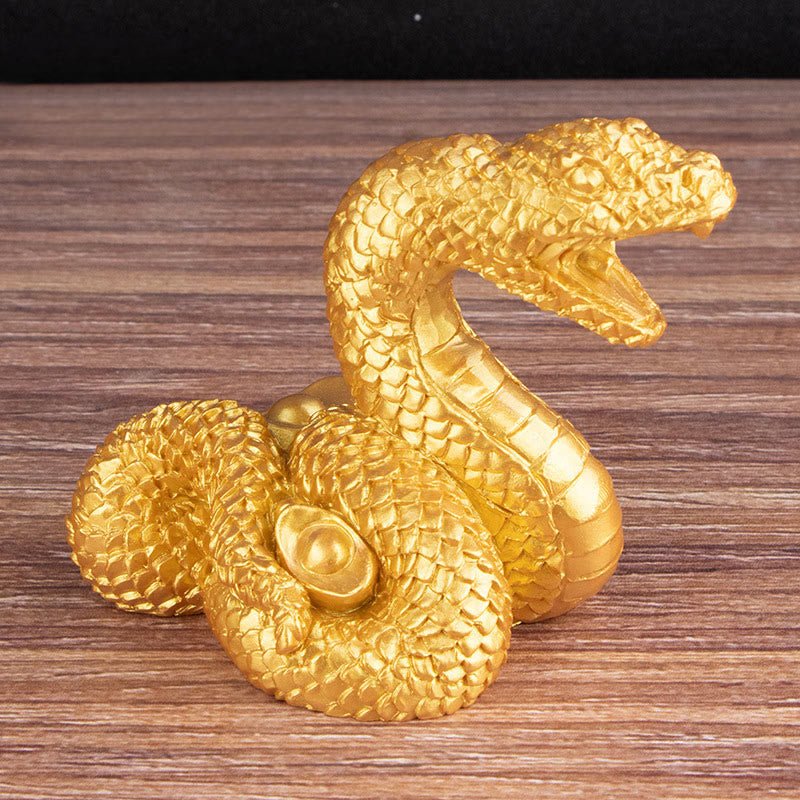 Buddha Stones Year Of The Snake Gold Ingots Copper Coins Wealth Resin Statue Home Decoration - Image 12
