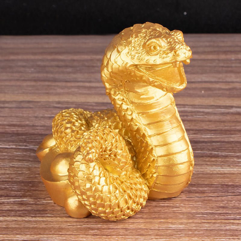 Buddha Stones Year Of The Snake Gold Ingots Copper Coins Wealth Resin Statue Home Decoration - Image 10