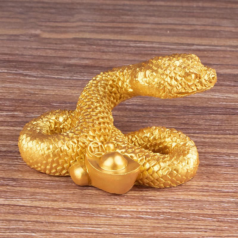 Buddha Stones Year Of The Snake Gold Ingots Copper Coins Wealth Resin Statue Home Decoration - Image 4