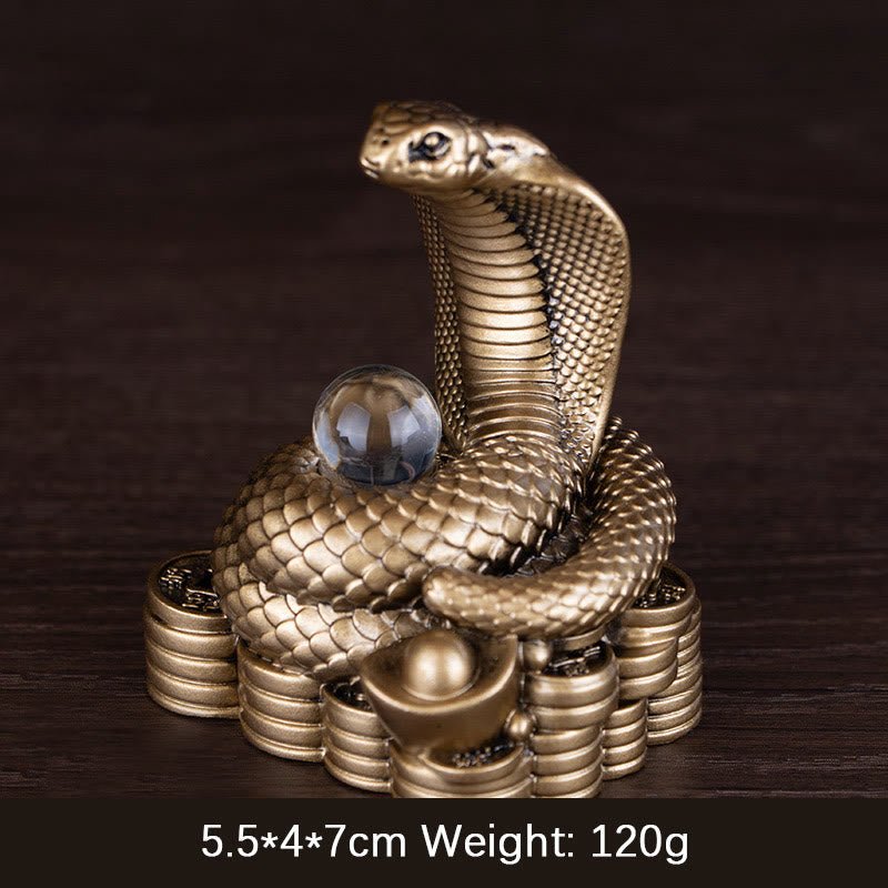 Buddha Stones Year Of The Snake Ingots Copper Coins Ball Wealth Resin Statue Home Decoration - Image 3
