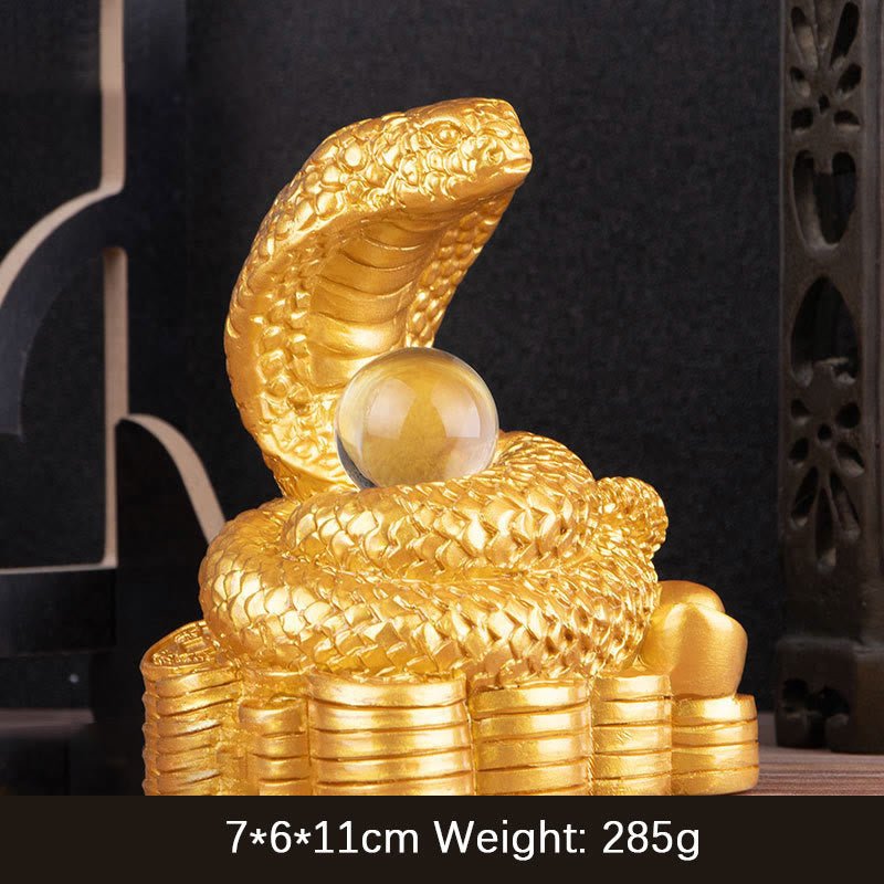 Buddha Stones Year Of The Snake Ingots Copper Coins Ball Wealth Resin Statue Home Decoration - Image 4