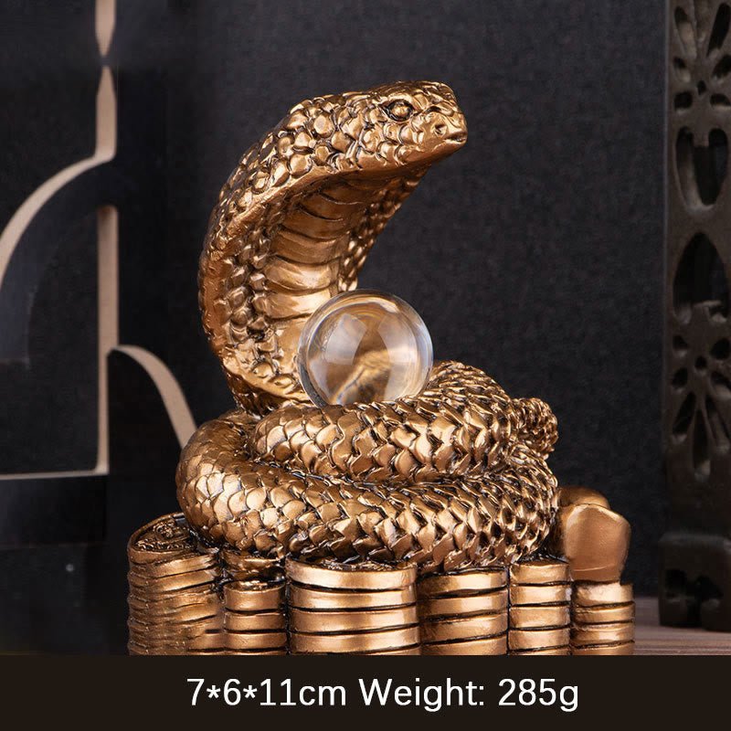 Buddha Stones Year Of The Snake Ingots Copper Coins Ball Wealth Resin Statue Home Decoration - Image 6