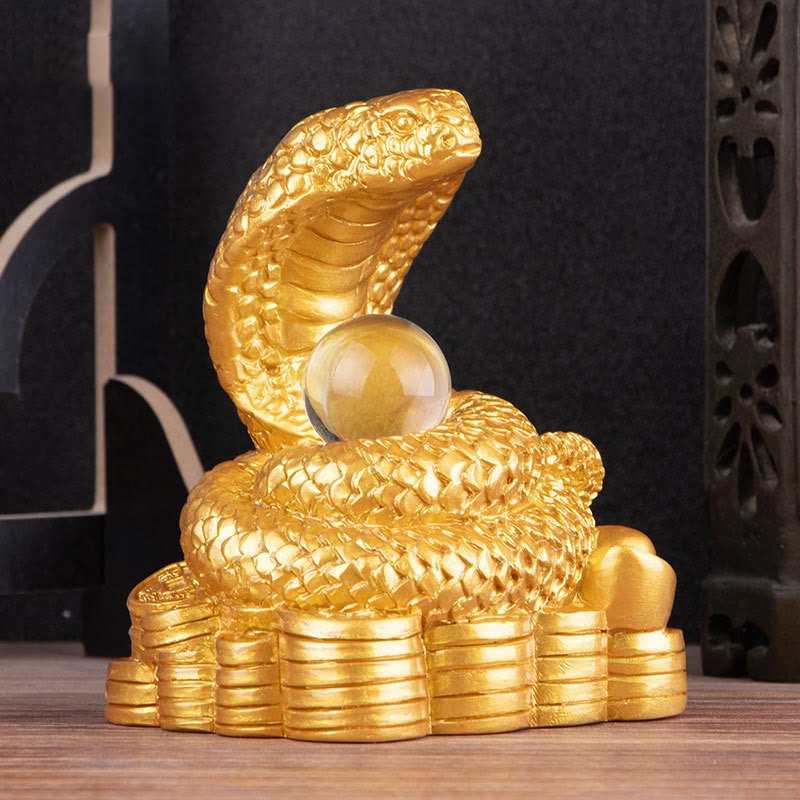 Buddha Stones Year Of The Snake Ingots Copper Coins Ball Wealth Resin Statue Home Decoration - Image 5
