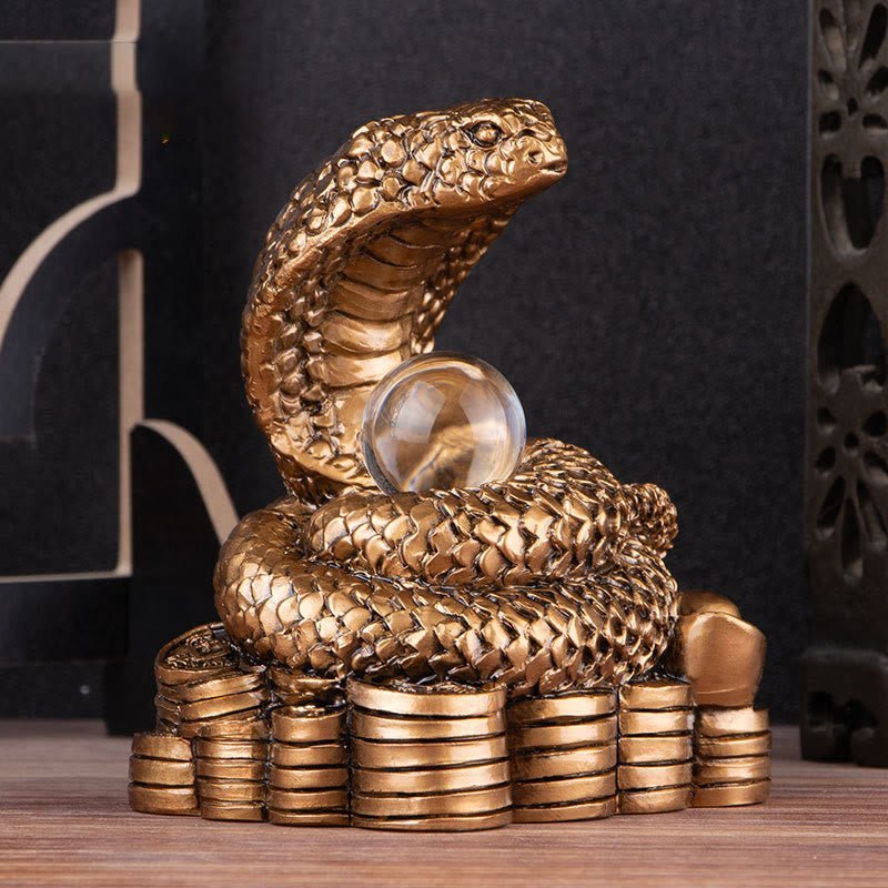 Buddha Stones Year Of The Snake Ingots Copper Coins Ball Wealth Resin Statue Home Decoration - Image 7