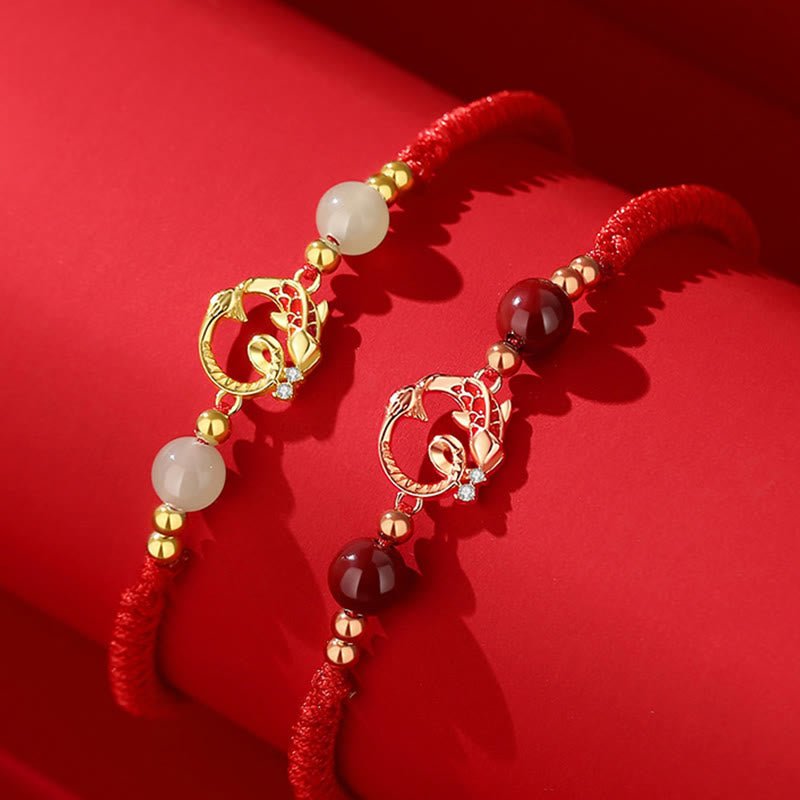 Buddha Stones 925 Sterling Silver Hetian Jade Cinnabar Koi Fish Year Of Snake Red String Protection Braided Bracelet - Image 14