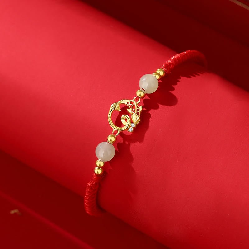 Buddha Stones 925 Sterling Silver Hetian Jade Cinnabar Koi Fish Year Of Snake Red String Protection Braided Bracelet - Image 13