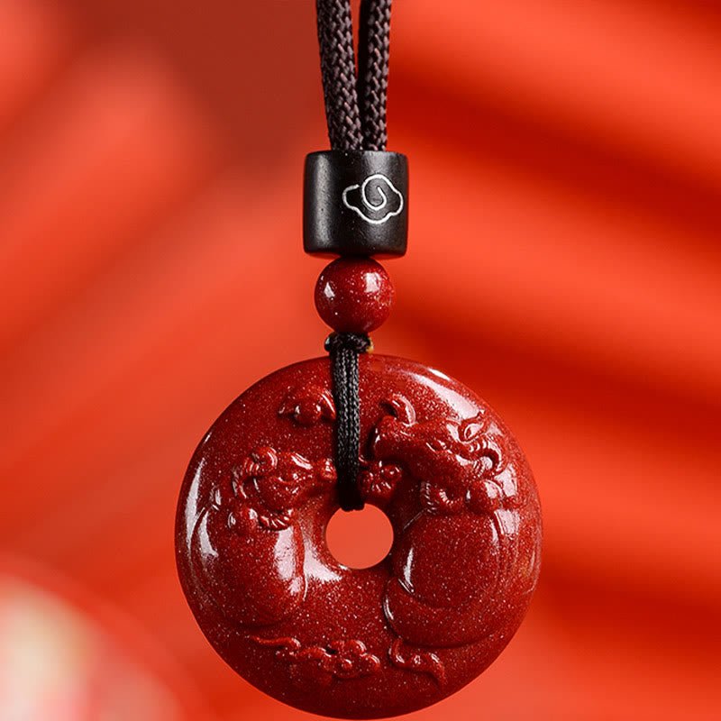 Buddha Stones Chinese Zodiac Cinnabar Peace Buckle Calm Necklace Pendant - Image 16