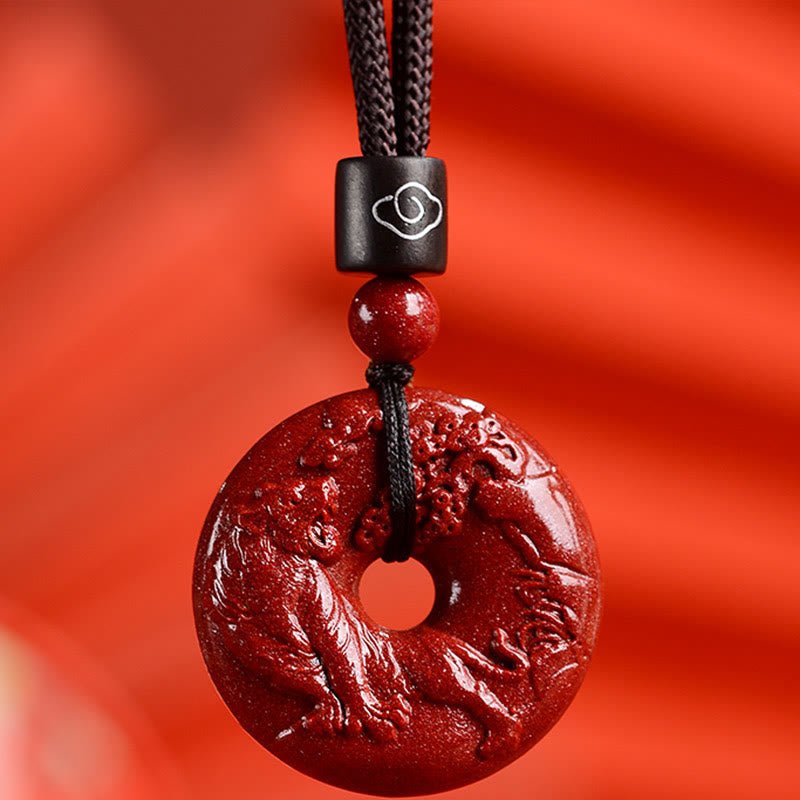 Buddha Stones Chinese Zodiac Cinnabar Peace Buckle Calm Necklace Pendant - Image 18