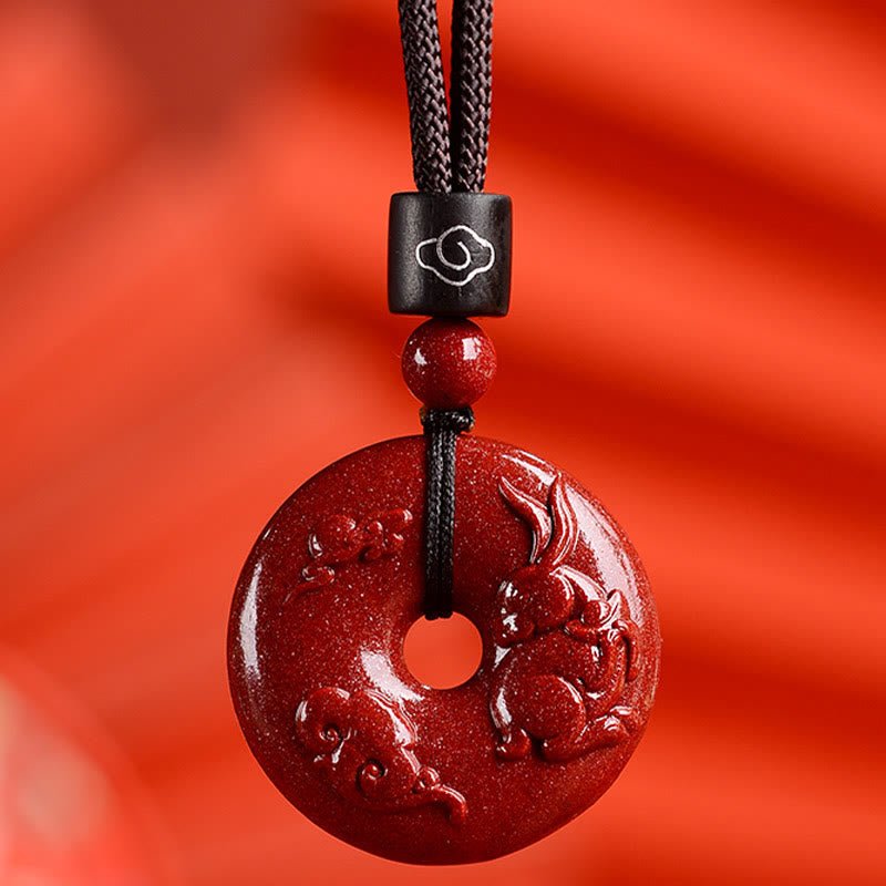 Buddha Stones Chinese Zodiac Cinnabar Peace Buckle Calm Necklace Pendant - Image 20