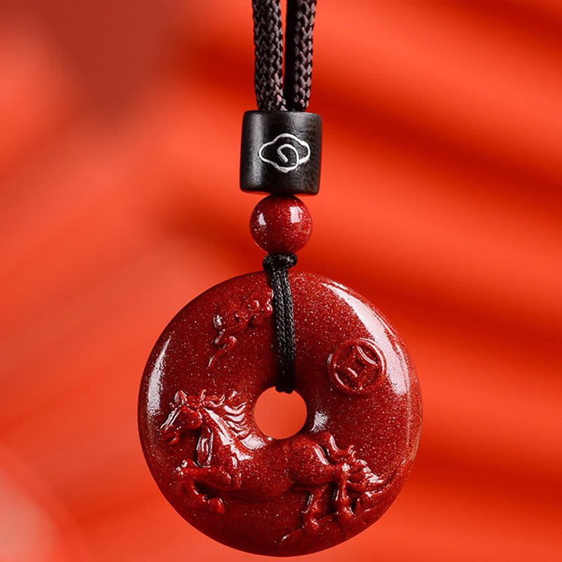 Buddha Stones Chinese Zodiac Cinnabar Peace Buckle Calm Necklace Pendant - Image 27