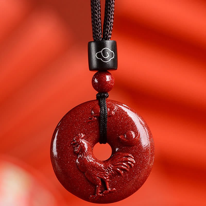 Buddha Stones Chinese Zodiac Cinnabar Peace Buckle Calm Necklace Pendant - Image 33