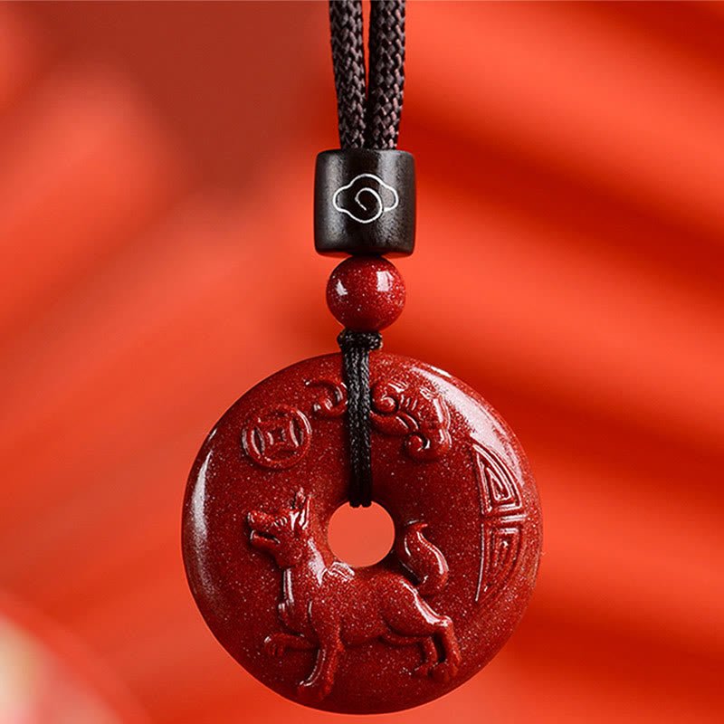 Buddha Stones Chinese Zodiac Cinnabar Peace Buckle Calm Necklace Pendant - Image 35