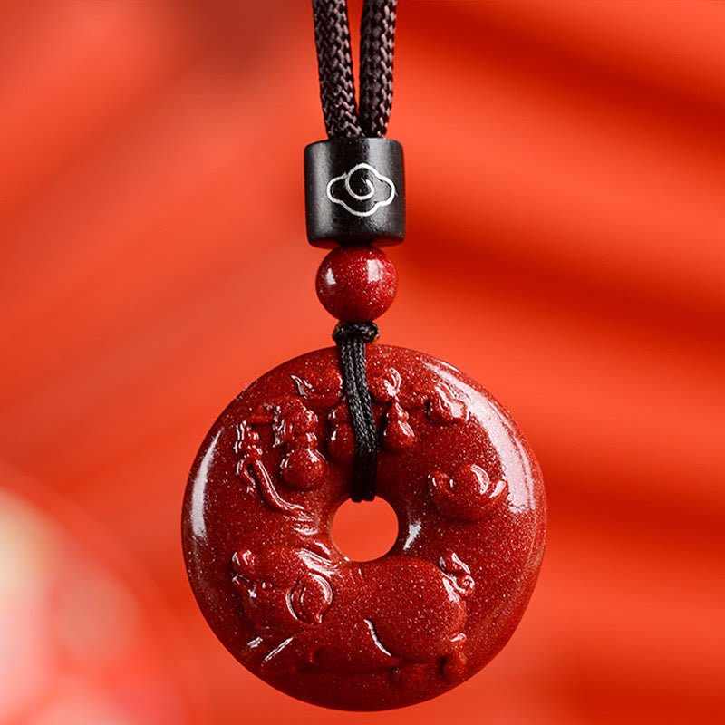 Buddha Stones Chinese Zodiac Cinnabar Peace Buckle Calm Necklace Pendant - Image 37