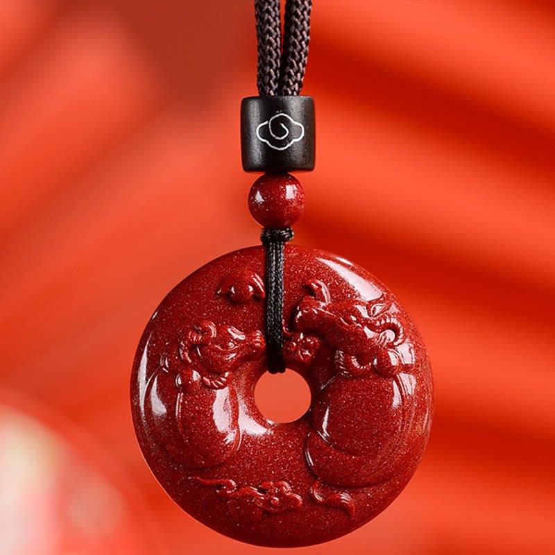 Buddha Stones Chinese Zodiac Cinnabar Peace Buckle Calm Necklace Pendant - Image 17