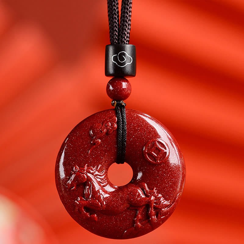 Buddha Stones Chinese Zodiac Cinnabar Peace Buckle Calm Necklace Pendant - Image 28