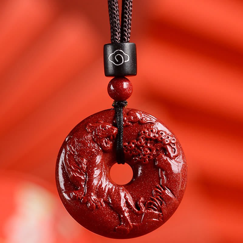 Buddha Stones Chinese Zodiac Cinnabar Peace Buckle Calm Necklace Pendant - Image 19