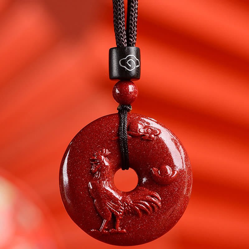 Buddha Stones Chinese Zodiac Cinnabar Peace Buckle Calm Necklace Pendant - Image 34