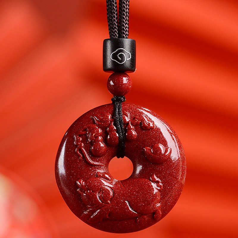 Buddha Stones Chinese Zodiac Cinnabar Peace Buckle Calm Necklace Pendant - Image 38