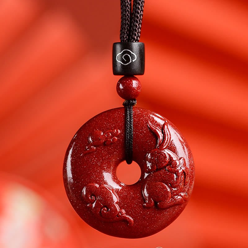Buddha Stones Chinese Zodiac Cinnabar Peace Buckle Calm Necklace Pendant - Image 21