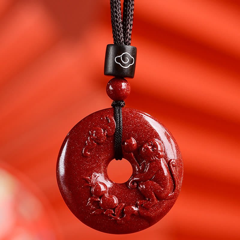 Buddha Stones Chinese Zodiac Cinnabar Peace Buckle Calm Necklace Pendant - Image 32