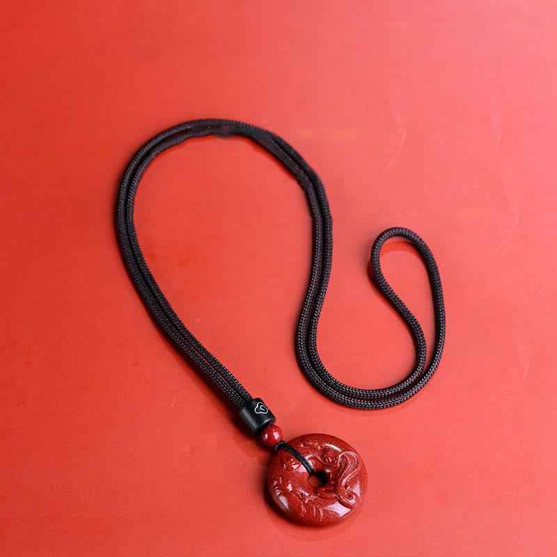 Buddha Stones Chinese Zodiac Cinnabar Peace Buckle Calm Necklace Pendant - Image 6