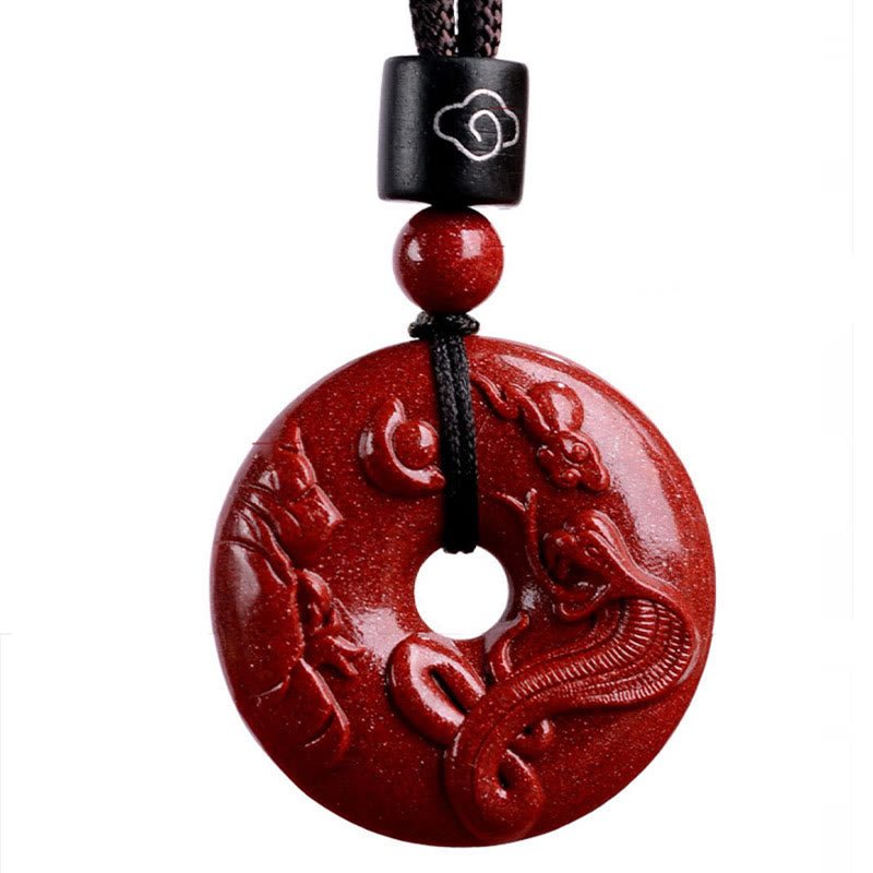Buddha Stones Chinese Zodiac Cinnabar Peace Buckle Calm Necklace Pendant - Image 8