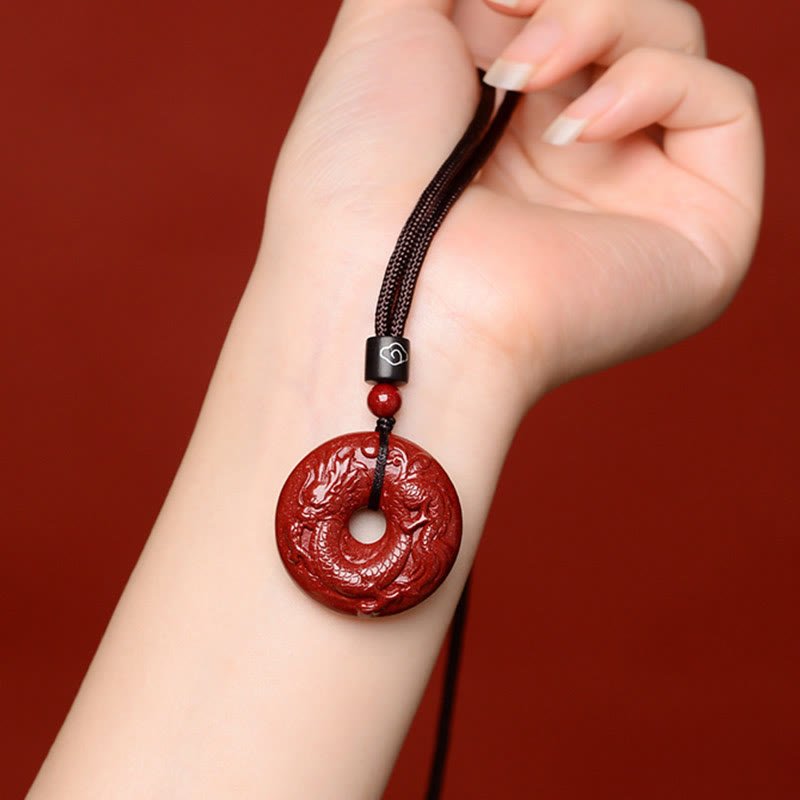 Buddha Stones Chinese Zodiac Cinnabar Peace Buckle Calm Necklace Pendant - Image 7