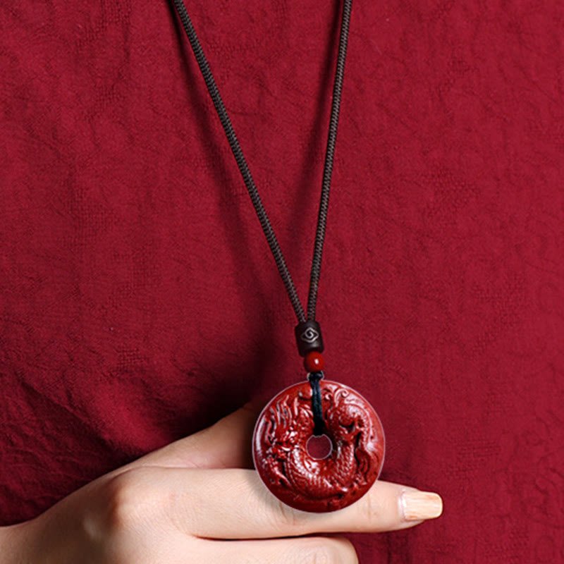 Buddha Stones Chinese Zodiac Cinnabar Peace Buckle Calm Necklace Pendant - Image 26