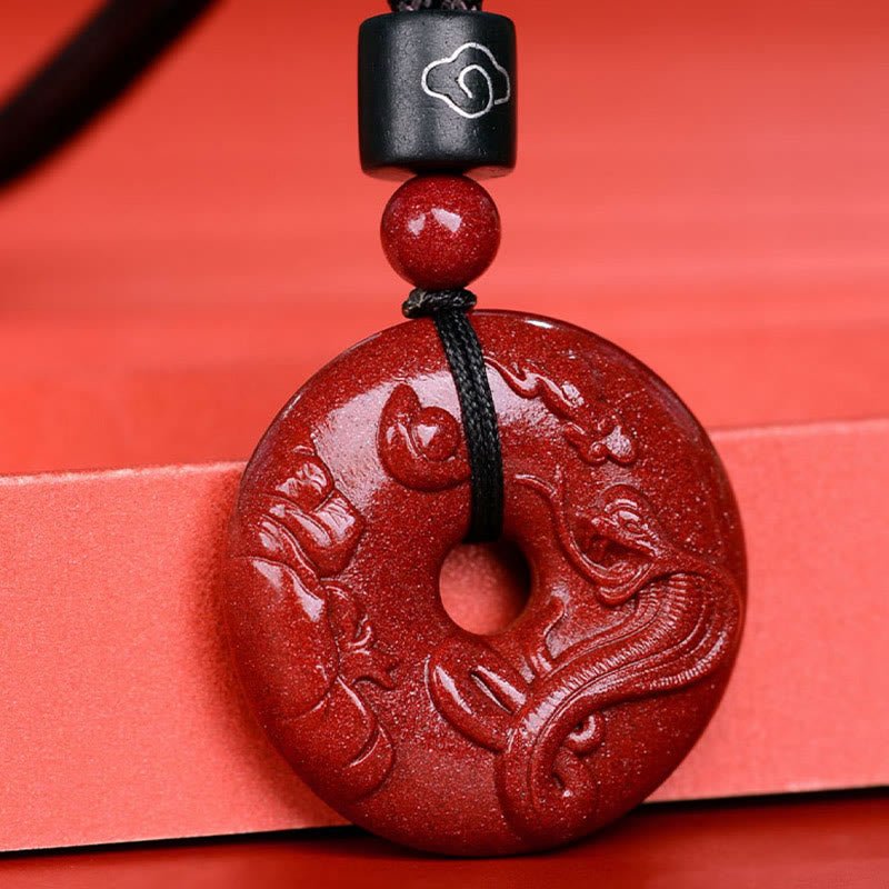 Buddha Stones Chinese Zodiac Cinnabar Peace Buckle Calm Necklace Pendant - Image 3