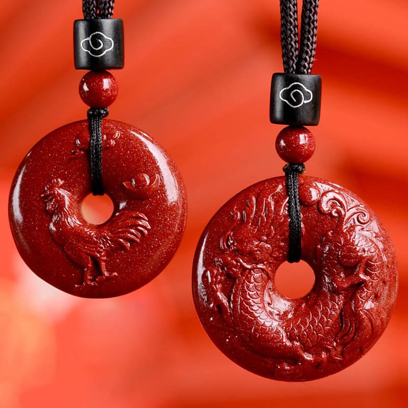 Buddha Stones Chinese Zodiac Cinnabar Peace Buckle Calm Necklace Pendant - Image 39