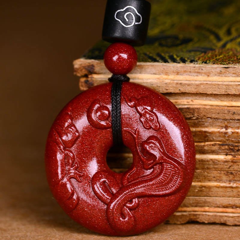 Buddha Stones Chinese Zodiac Cinnabar Peace Buckle Calm Necklace Pendant - Image 5