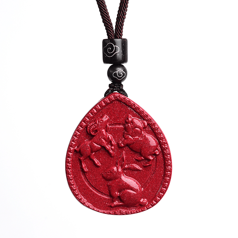Buddha Stones Chinese Zodiac Cinnabar Blessing Necklace Pendant - Image 12