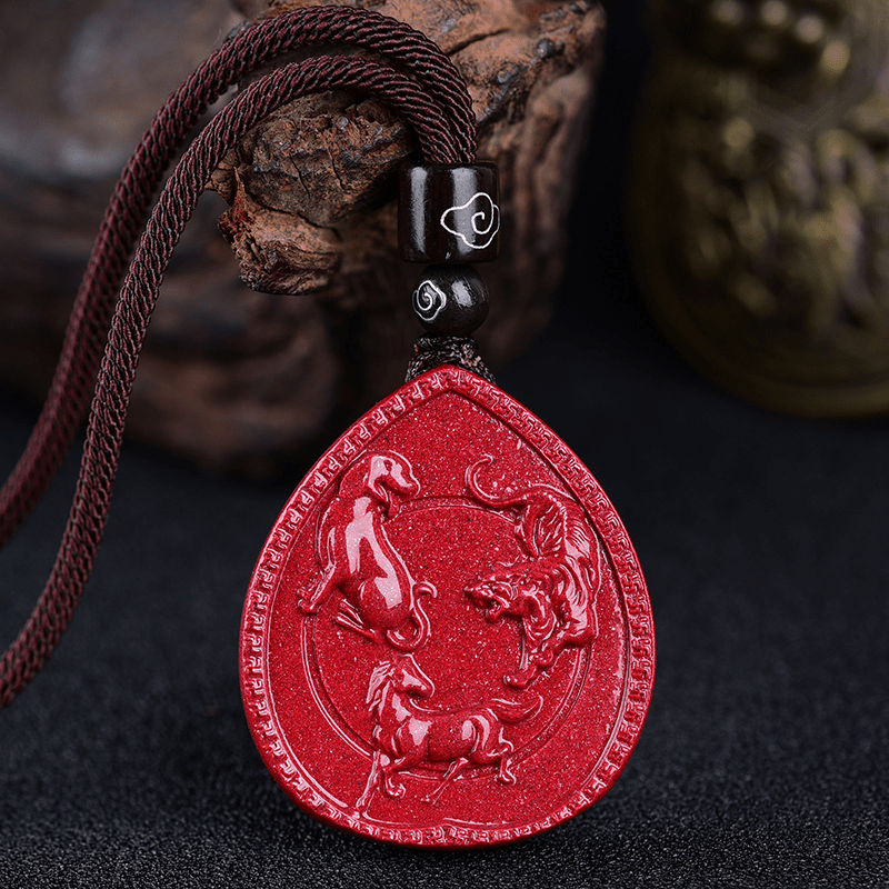 Buddha Stones Chinese Zodiac Cinnabar Blessing Necklace Pendant - Image 9